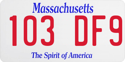 MA license plate 103DF9