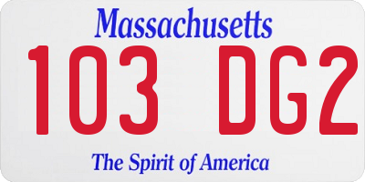 MA license plate 103DG2
