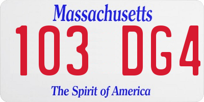 MA license plate 103DG4