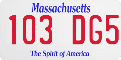 MA license plate 103DG5