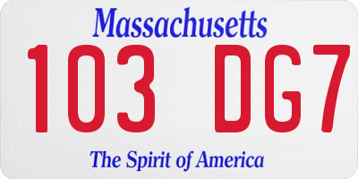 MA license plate 103DG7