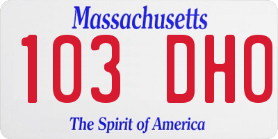 MA license plate 103DH0