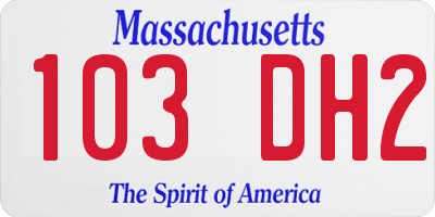 MA license plate 103DH2