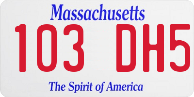 MA license plate 103DH5