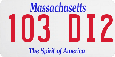 MA license plate 103DI2