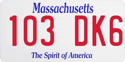 MA license plate 103DK6