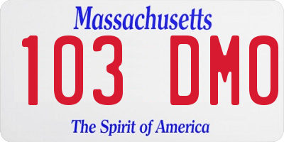 MA license plate 103DM0