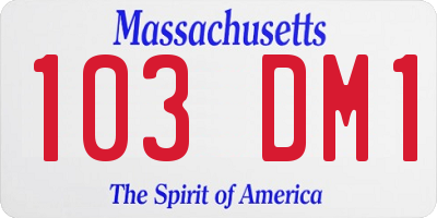 MA license plate 103DM1