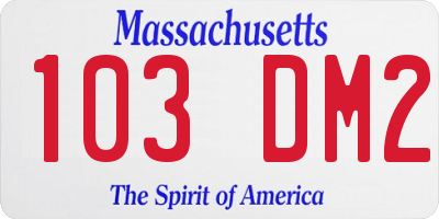MA license plate 103DM2