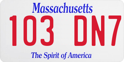 MA license plate 103DN7