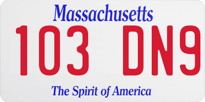 MA license plate 103DN9