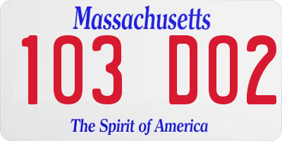 MA license plate 103DO2