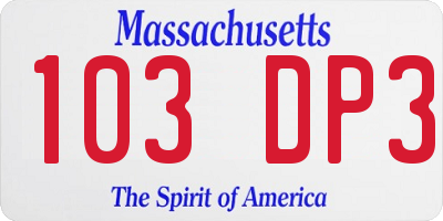 MA license plate 103DP3