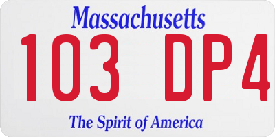 MA license plate 103DP4