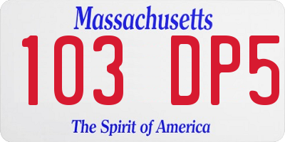 MA license plate 103DP5