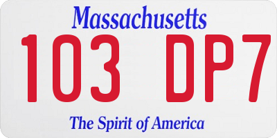 MA license plate 103DP7