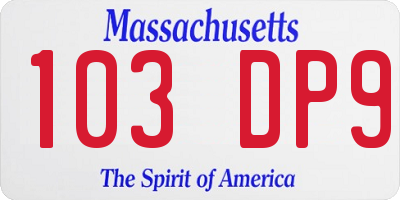 MA license plate 103DP9