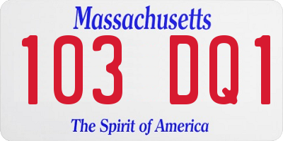 MA license plate 103DQ1