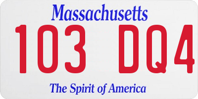 MA license plate 103DQ4