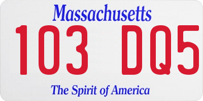MA license plate 103DQ5