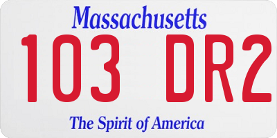 MA license plate 103DR2