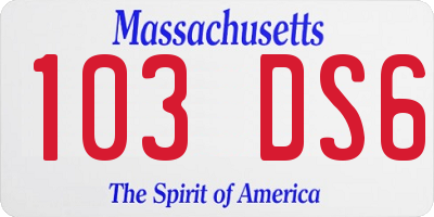 MA license plate 103DS6