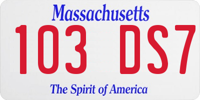 MA license plate 103DS7