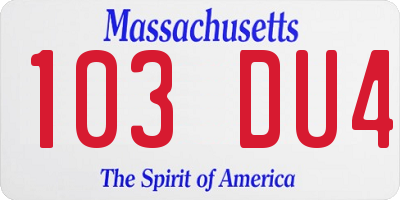 MA license plate 103DU4