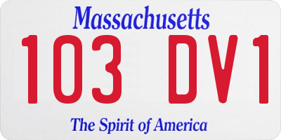 MA license plate 103DV1