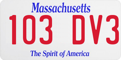 MA license plate 103DV3