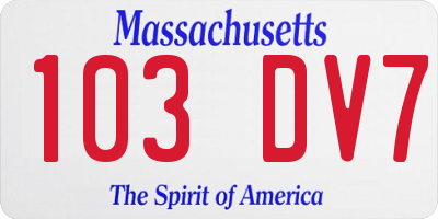 MA license plate 103DV7