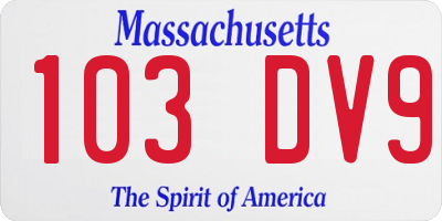 MA license plate 103DV9