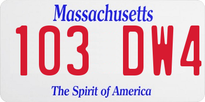 MA license plate 103DW4