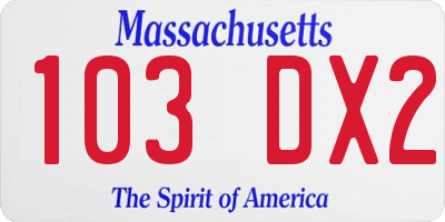 MA license plate 103DX2