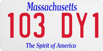 MA license plate 103DY1