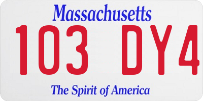 MA license plate 103DY4