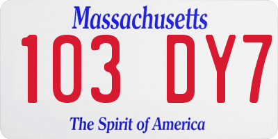 MA license plate 103DY7