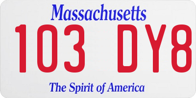 MA license plate 103DY8