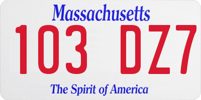 MA license plate 103DZ7