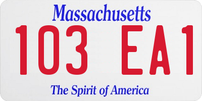MA license plate 103EA1