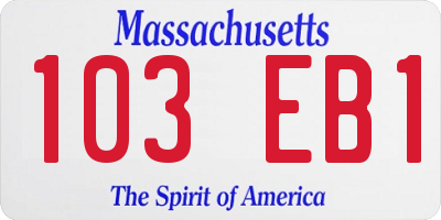 MA license plate 103EB1