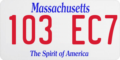 MA license plate 103EC7