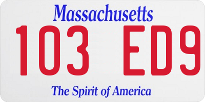 MA license plate 103ED9