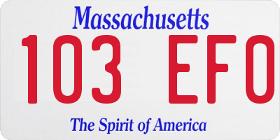 MA license plate 103EF0