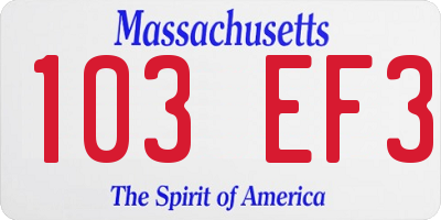 MA license plate 103EF3