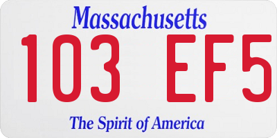 MA license plate 103EF5