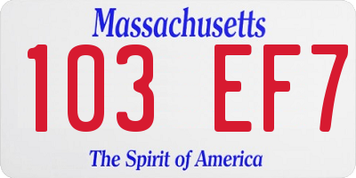 MA license plate 103EF7