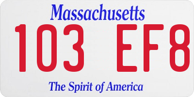 MA license plate 103EF8