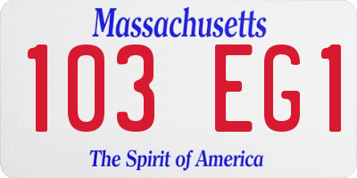 MA license plate 103EG1