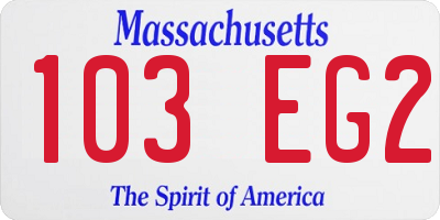 MA license plate 103EG2